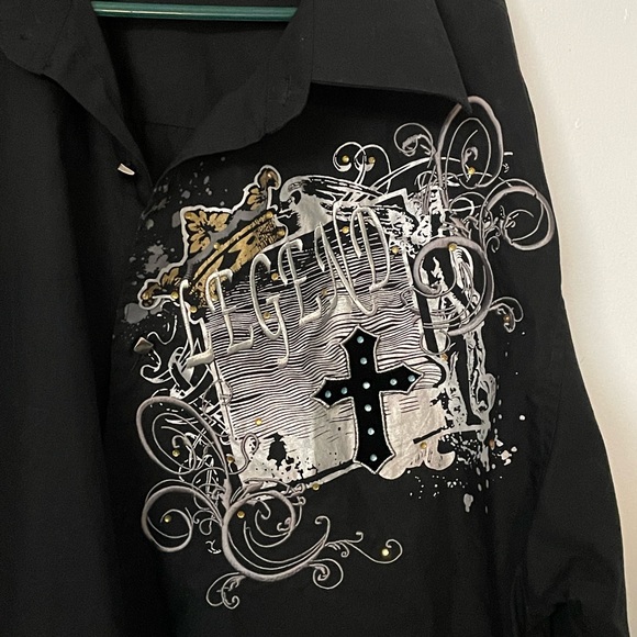 Lanzino Men’s Black Longsleeve Legend Western Cross Shirt XXL - Picture 3 of 6